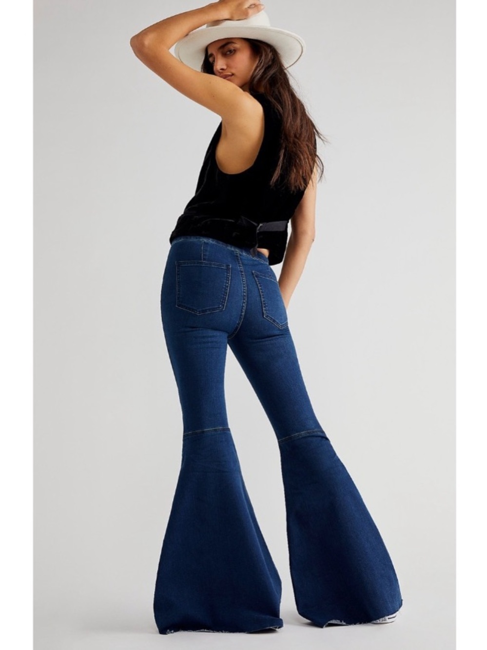 Free People Just Float On Flare Wide Leg High Rise Jeans Dark Wash Denim 26